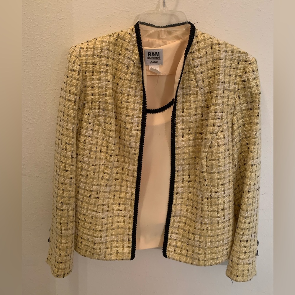 VINTAGE 90s 2-piece R&M Richards Yellow Suit Jacket and Sleeveless Top